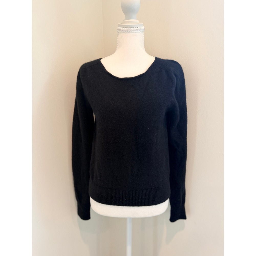 Helmut Lang Bambi Black 100% Italian Cashmere Scoop Neck Sweater M G07HW709